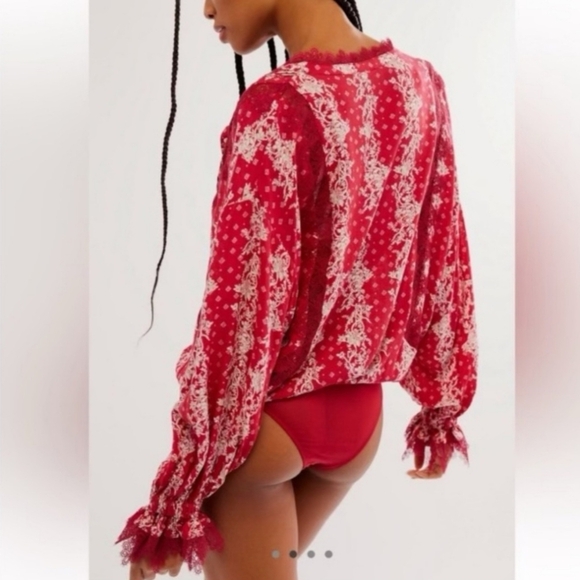 Free People After Hours Bodysuit in Red Size Small - Picture 3 of 10